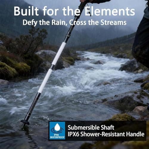 Tactical Hiking Pole with Built-in Light, USB-C Rechargeable LED Trekking Poles, Foldable Aluminum Walking Stick, IPX6 Waterproof Survival Gear for Camping and Backpacking (160cm) — view 6