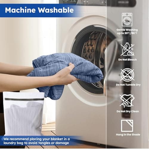 KoolShiro Cooling Blanket,150x200cm,Summer Blankets with Double Sided Cold Effect, Arc-Chill Q-Max>0.5 Cool Fiber, Breathable Lightweight Blankets for Hot Sleepers Night Sweats (Blue) — view 6