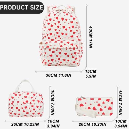 3 In 1 Student Cute Backpack Set, Large Capacity Water Resistant Nylon School Backpack With Matching Lunch Bag Pencil Pouch, For Girls Back To School Gift(L) — view 2