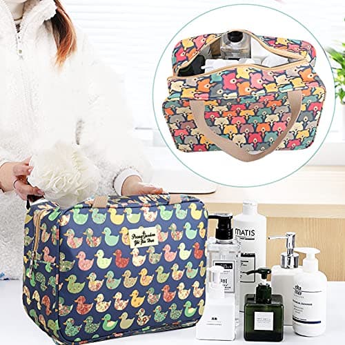 HCFGS Full Size Toiletry Bag Hand-Held Large Cosmetic Bag Travel Makeup Bag Portable Large Wash Bag Waterproof Toiletry Kit Organizer for Women & Girl (Blue Duck) — view 2