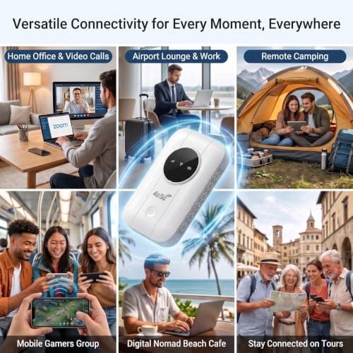 4G/5G Portable WiFi Router, Unlocked WiFi 6 Travel Hotspot, SIM-free MiFi — view 4