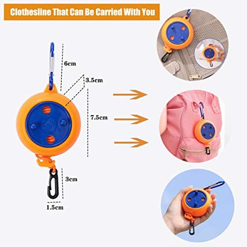 Camping Washing Line, 8 Meters Travel Clothesline Retractable Laundry Rope For Indoor Outdoor Heavy Duty, Adjustable Portable Drying Lines With 10 Fixed Buckles And 20 Clothespins — view 5