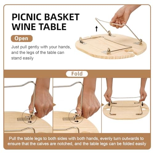 STBoo Picnic Basket for 2, Wicker Basket Set with Table and Cutlery(Stripe) — view 4