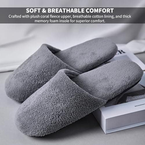 SimingZric Hotel Slippers - 4 Pairs Soft Coral Fleece Hotel Slippers Multipack, Cosy Guest Slippers, Premium Disposable Slippers For Guests for Home Spa Hotel Bathroom — view 4
