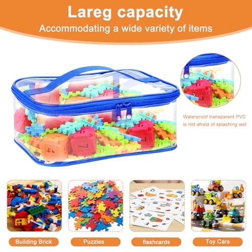 Clear PVC Toy Storage Bags with Handles, 6 Pcs Toy Storage Bags with Zipper — view 5