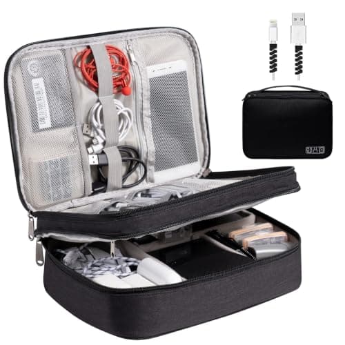 OrgaWise Travel Cable Organiser Bag, 3-Layer Tech Case, Black