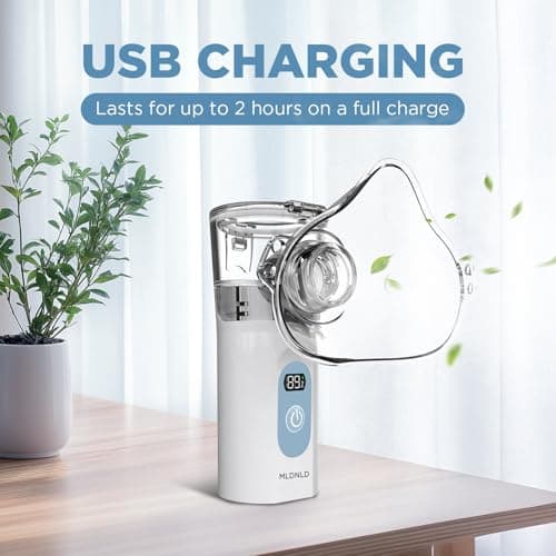 Mldnld Nebuliser Machine for Adults, Quiet Inhaler with Included Storage Bag, Rechargeable with 2 Masks & Mouthpiece, Easy to Use and Clean,Perfect Nebulizer for Travel and Home Use — view 2