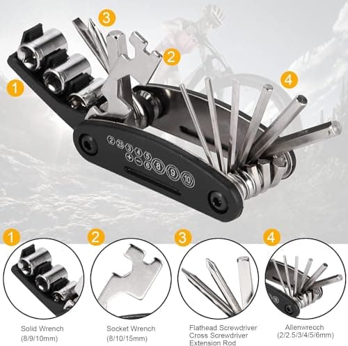 Waterproof Saddle Bag with Bike Repair Tool Kits – Bicycle Storage Bag，Multi Tool Puncture Repair Kits Includes Tyre Spoons, Glueless Tyre Pads and Bicycle Valve Adapter(Saddle Bag with Multi Tools) — view 4