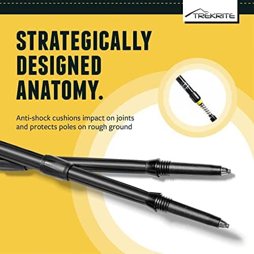 Trekrite Telescopic Walking Poles Set, Collapsible Hiking Poles, 3-Section Anti Shock Trekking Sticks for Men & Women - Adjustable Hiking Sticks with Accessories from a UK Based Company - Black — view 4