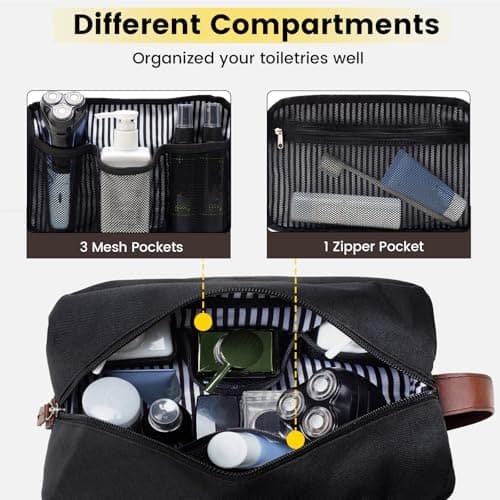 Vorspack Water Resistant Travel Toiletry Bag for Men Women - Black — view 3