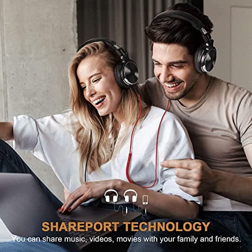 OneOdio Over Ear Headphone Studio Wired Bass Headsets with 50mm Driver, Foldable Lightweight Headphones with Shareport and Mic for DJ Recording Monitoring Mixing Podcast Guitar PC TV — view 5
