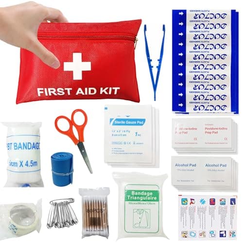 QILUCKY Mini First Aid Kit,124PCS Small Portable Emergency Kit for Travel