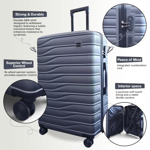 Infinity Leather Hard Shell Grey Cabin 56 x 36 x 23 cm Secure Luggage Suitcase Suitable for Easyjet, Ryanair — view 3