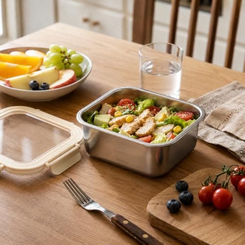 CECOMBINE 3Pack Stainless Steel Food Storage Containers With Lids, Airtight Metal Food Container, Stackable Meal Prep Containers, Leakproof Metal Lunch Box for School Office — view 3