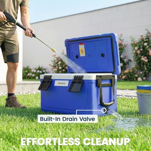 Outsunny 42.6L Insulated Cool Box Lightweight Ice Cooler Lid Dark Blue — view 6