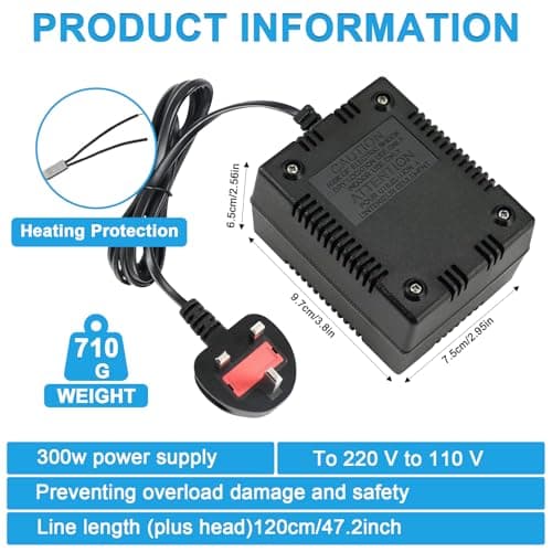 300W Step-Down Power Supply voltage converter 220V/240V to 110V/120V(UK Plug), Smart and Efficient Temperature-Protected Adapter, Suitable for WiFi, POS Machines and Power Bank — view 2