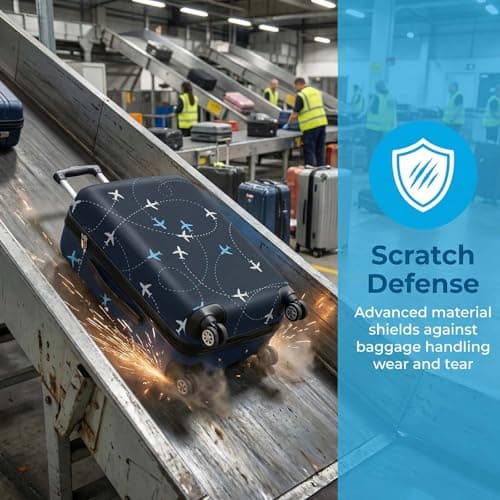 FooYee Elastic Luggage Cover, Washable Suitcase Protective Cover, Travel Trolley Case Protector, Dustproof and Scratchproof, Stretchable Suitcase Guard for 18-21 Inch Suitcases — view 3