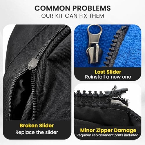 Kyteazr 150pcs Universal Zipper Repair Kit with 2 Pliers – All-in-One Zip Replacement for Jackets, Bags & Tents – Fits #3, #5, #8 Metal, Nylon & Resin Zips — view 6
