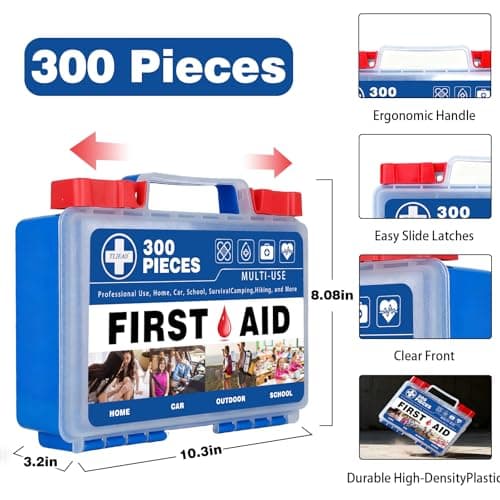 TLIEAO 300 Piece Professional First Aid Kit, Navy Blue — view 3