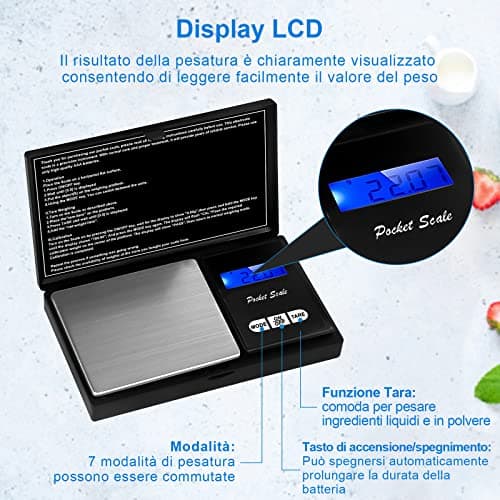 MOXYOY Mini Digital Scales 0.01g, 500g Pocket Kitchen Food Jewellery Precision Scales with Back-lit LCD Display (2 Batteries Included) — view 4