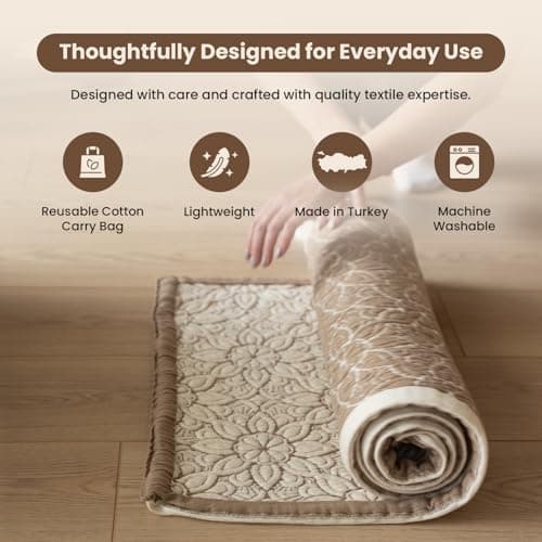 Dalisa Organic Cotton Yoga Mat 60 x 170 cm, Mocha – OCS Certified, Reversible & Seamless, Non-Slip Support, Machine Washable Exercise Mat with Carry Bag — view 5