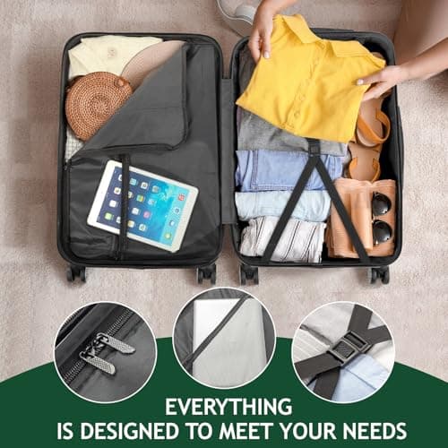 Karl home Lightweight Suitcase Set ABS Hard Shell Luggage, 3-Piece Silver — view 5