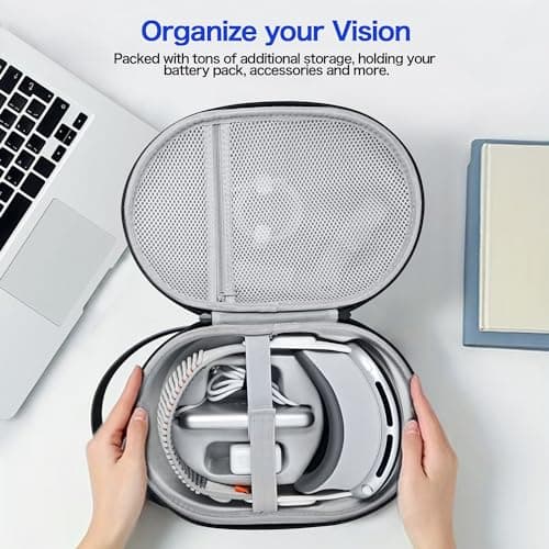 AWINNER Hard Carrying Case Compatible for Apple Vision Pro, Accessories VR Headset with Elite Strap, Ultra-Sleek Design for Travel (Carbon fibre) — view 3