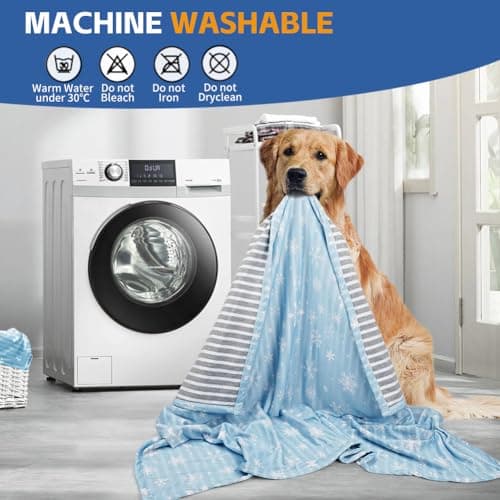 Deamoser Dual-Sided Cooling Blanket for Dogs & Cats,Lightweight Self Cooling Blanket with Ice Silk & Natural Cotton 104x76cm, Breathable Pet Summer Throws for Travel, Machine Washable (M, Blue) — view 6