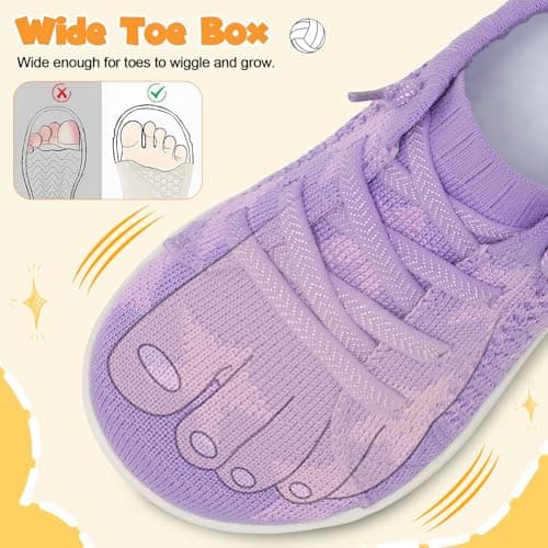 JOINFREE Girls Barefoot Walking Shoes Wide Fit Trainers Purple — view 3