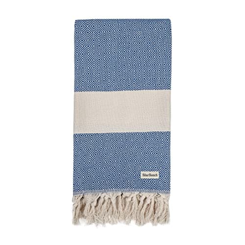 Turkish Beach Towels - Beach Towels for Adults Extra Large 100x180cm - Turkish Hammam Peshtemal Towel - Super Absorbent, Quick Dry, Lightweight, Compact Towels for Travel Swimming Bath Gym (Blue, 1)