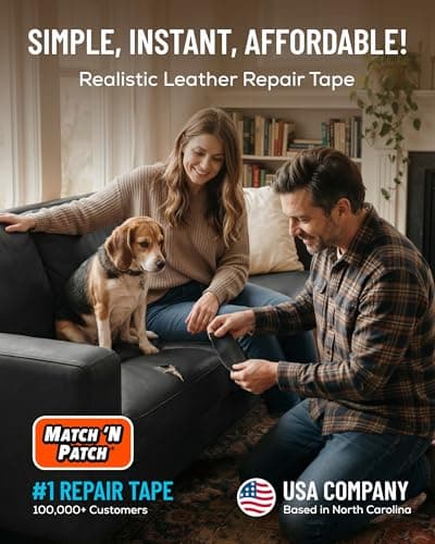 MATCH 'N PATCH Leather Repair Tape - Black (4.5 m x 5.7 cm roll) Self Adhesive Leather Patch with Printed Leather Pattern for Sofas, Chairs & Vinyl - Fix Rips & Scratches, Crafts & DIY — view 2