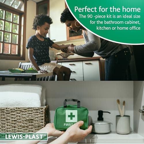 Lewis-Plast Premium First Aid Kit For Home Car Holiday And Workplace - Includes Bandages, Eye Pods, Ice Packs And Essentials For Everyday Situations, 90 Count (Pack of 1) — view 5