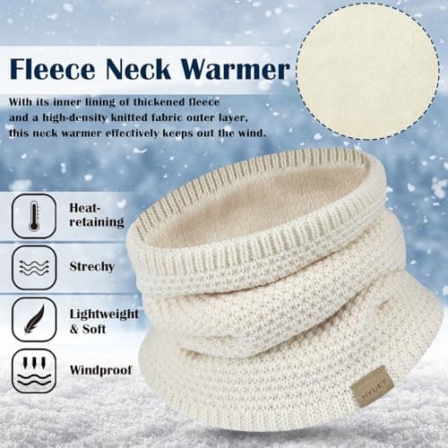 HYUET Winter Fleece Lined Neck Warmer - Thermal Double Layer Windproof Infinity Scarf for Men & Women, Thickened Knitted Snood for Skiing, Motorcycle, Cycling & Outdoor — view 2
