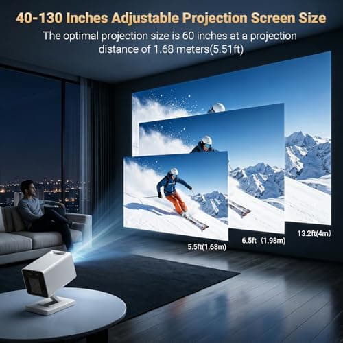 Mini Projector for Bedroom Portable with WiFi 6 and Bluetooth 5.4 Built-in Apps 1080P 4K Support Movie Auto Keystone Ceiling Projector — view 4