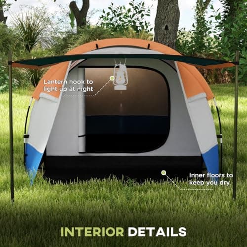 Outsunny 2 Man Camping Tent Tunnel Tent Large 420L x 200W x 150H cm Orange — view 5