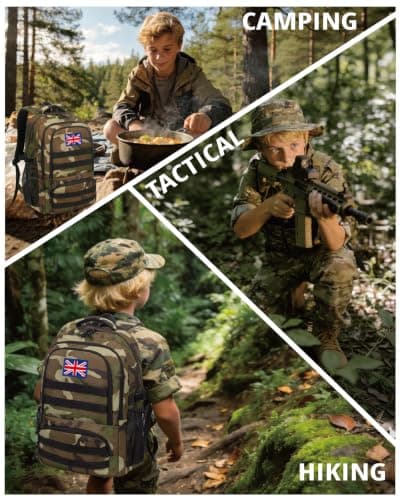 30L Tactical Camo Backpack for Boys 900D Military Schoolbag with 4 Pockets — view 2