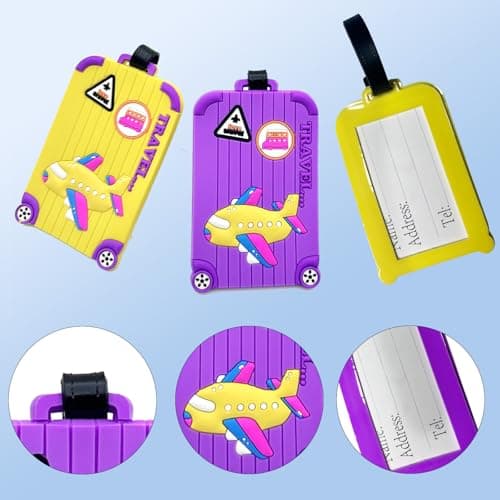 5 Pcs Luggage Tags,Colourful Suitcase Tags with Name ID Card,Silicone Luggage Tag- Perfect for Travellers — view 3