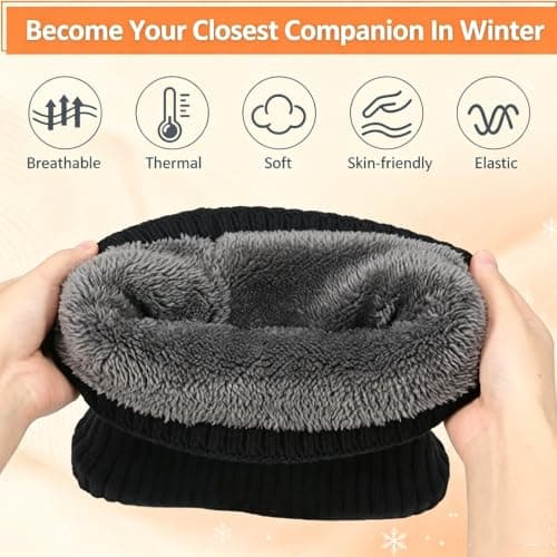 ToqoGeri Winter Neck Warmer Fleece Lined Infinity Scarf Neck Gaiter — view 4