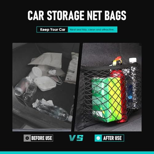 PEAPIN 2 PCS Adhesive Car Boot Storage Net 40x24cm Elastic Mesh Net — view 5