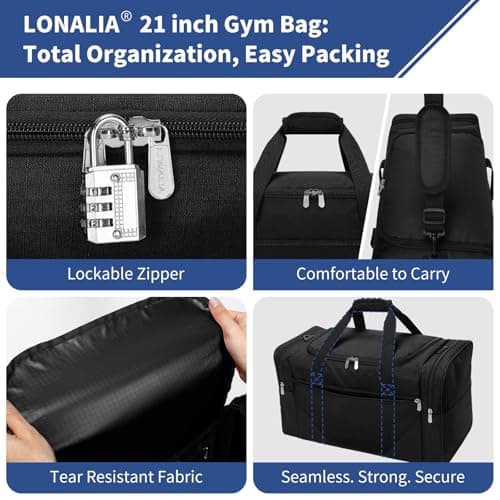 LONALIA 45L Duffel Bag, 21 inch, Black — view 4