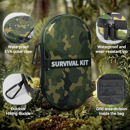 Survival Kit,74 Piece Survival Gear First Aid Kit,Waterproof Emergency Medical Kit Earthquake, Outdoor Adventure, Hiking, Hunting,Camping,Present for Men Women(Camouflage Green) — view 4
