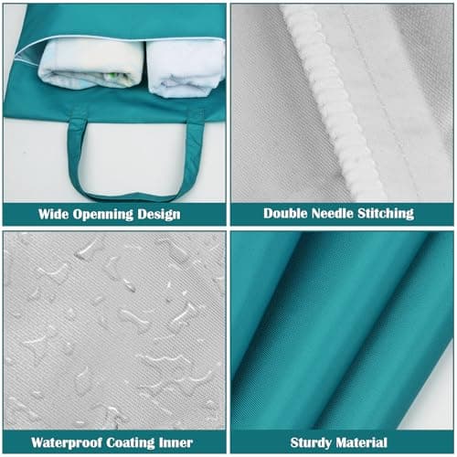 2PCS Travel Laundry Bags, Large Waterproof Dirty Clothes Bags Organizers with Handle, Washable Wet Dry Bags for Swimming Suit, Gym, Bathing, Fitness, Yoga (Black+Blue) — view 3