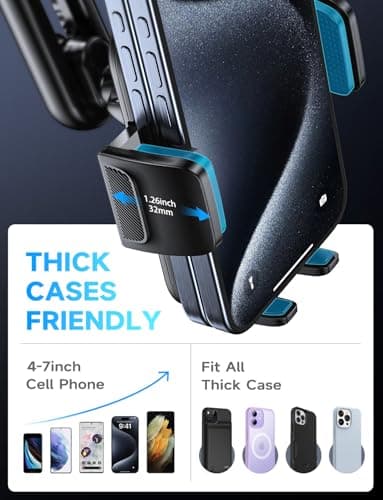 Phone Holder for Car Vent: [Never Blocking] Air Vent Cell Phones Mount, Quick Release Car Phone Mount with Stable Hook Clip, 360° Rotation Mobile Phone Automobile Cradle for iPhone Samsung Huawei etc — view 5