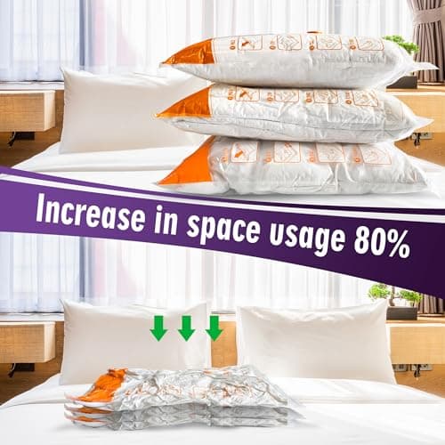 STORAGE MASTER Space Saver Bags for Travel and Home Reusable Vacuum Storage Bags Save 80% More Storage Space Work with Vacuum Cleaner (9 Large, No Pump Included) — view 5