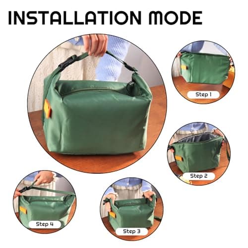 SUOXU Insulated Lunch Bag Leak Proof Thermal Lunch Tote for Adults Kids - Large Capacity Water Resistant Cooler Bag for Work, School, Picnic & Travel (Army Green) — view 2