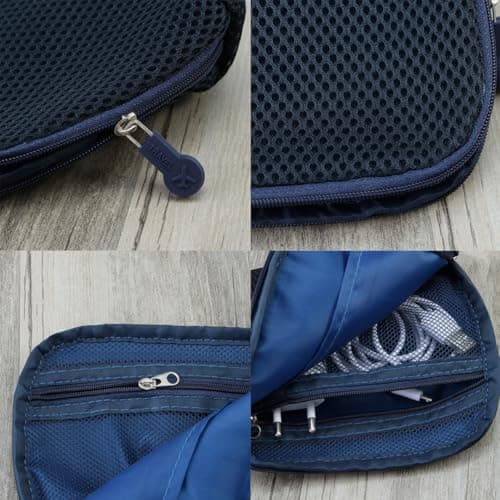 Shockproof Travel Pouch for Phone and Toiletry, Blue Polyester Case — view 3