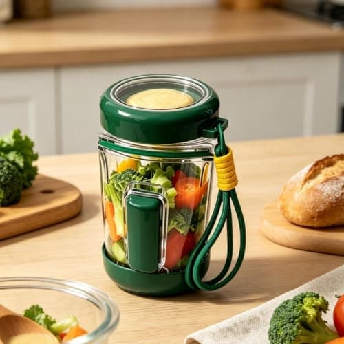 Salad Jar - Leak-Proof Reusable - with Dressing Cup and Fork Travel Set — view 3