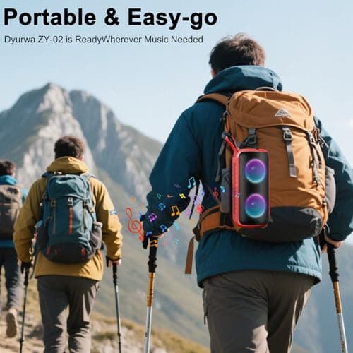 Dyurwa Portable Bluetooth Speaker with 24W Stereo Sound, Speakers Wireless Bluetooth 5.3 with 12H Playtime, IPX6 Waterproof and RGB lights, Built-in Mic Outdoor Speaker for Home/Hiking/Party/Travel — view 6