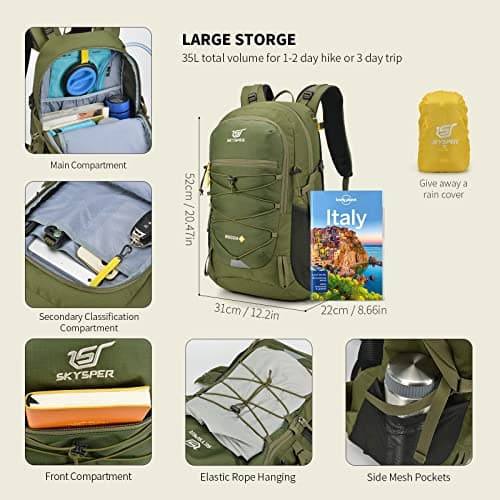 SKYSPER Rucksack 35L Hiking Backpack, Lightweight Travel Backpack Camping Trekking Backpack for Men Women — view 6