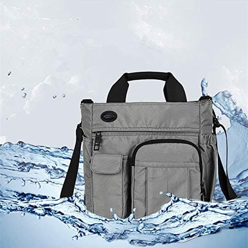 AlwaySky Nylon Crossbody Messenger Bag, Multifunctional Shoulder Bag, Laptop Bag for Men and Women Sport Travel Business (Black) — view 3